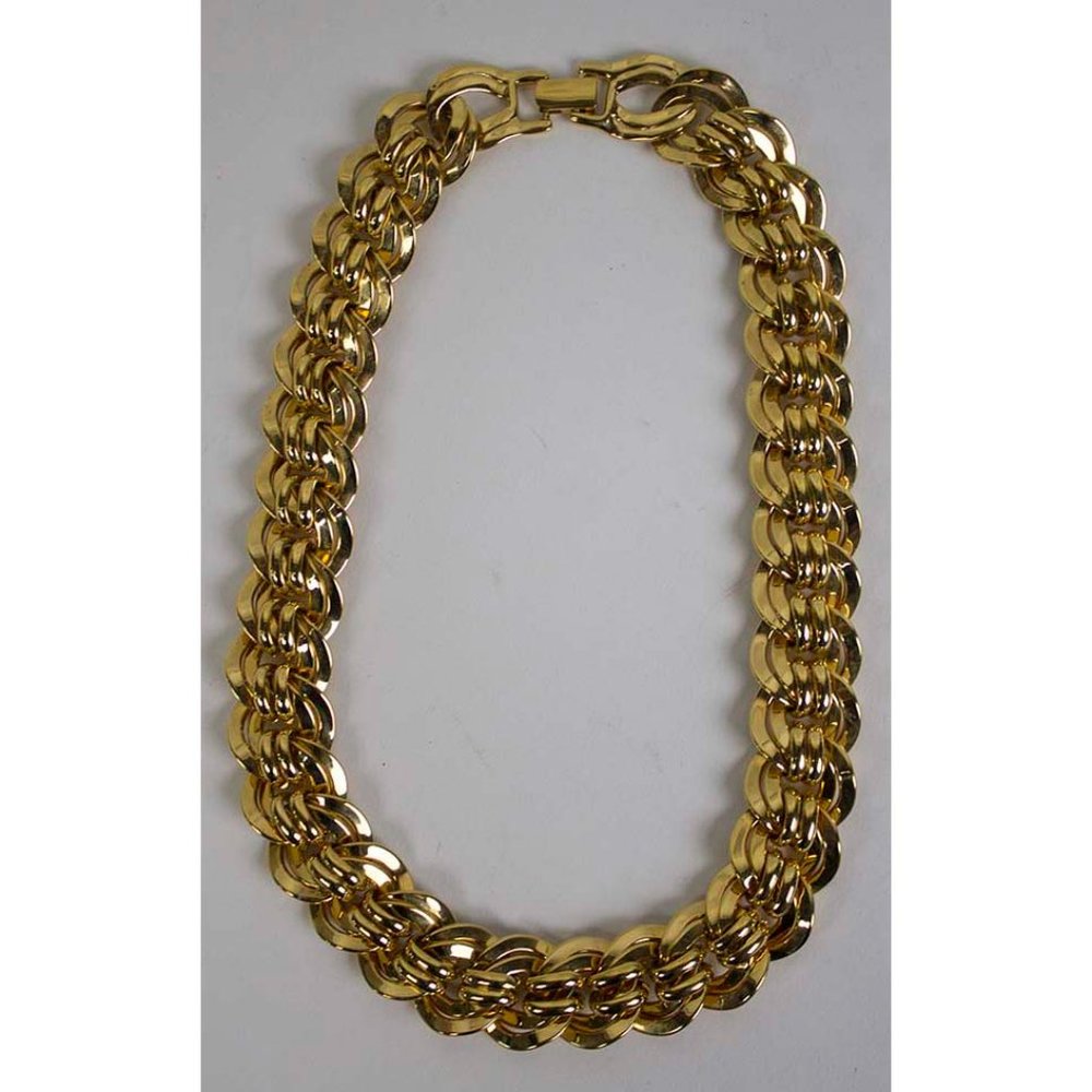 Vintage Napier Runway Couture Necklace Pat # 4474743 Chunky Gold Tone Wide Links